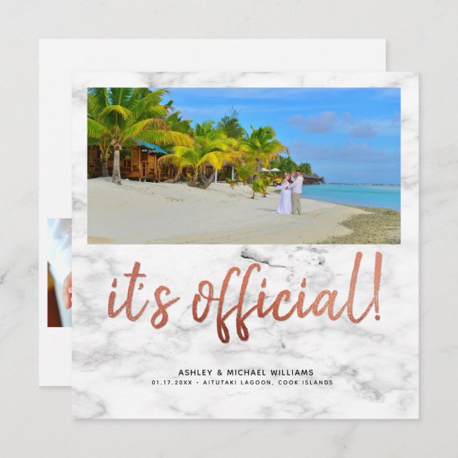 Convites É o Casamento Oficial de Mármore da Praça da Foto  (Frente/Verso)