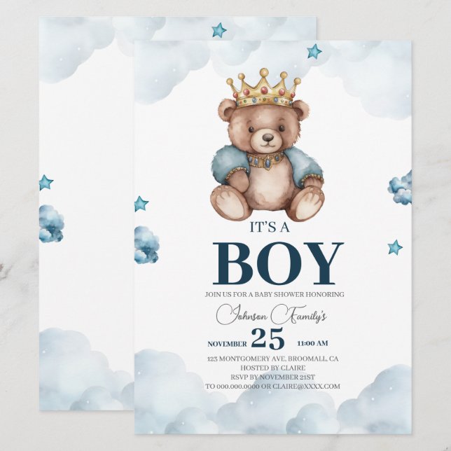 Convites É O Chá de fraldas DO urso (Frente/Verso)
