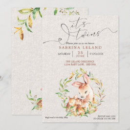 Convites É o Chá de fraldas dos Gêmeos Deer Fawns em Leafy 