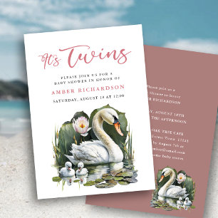 Convites É o Chá de fraldas Swan de Script Rosa Elegante