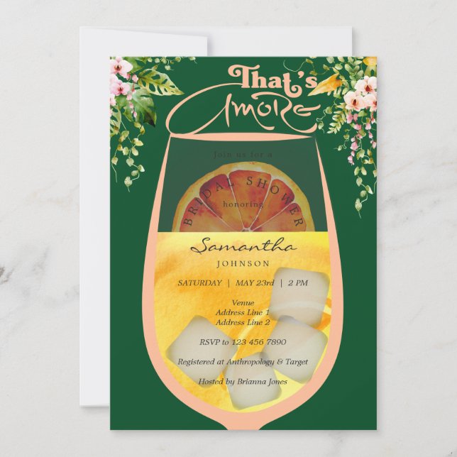 Convites É o Chá de panela Amore Peach Fuzz Green Aperol (Frente)