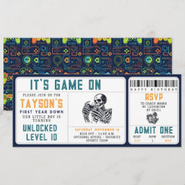 Convites É o Game On Skull – Festa de Aniversário de Video 