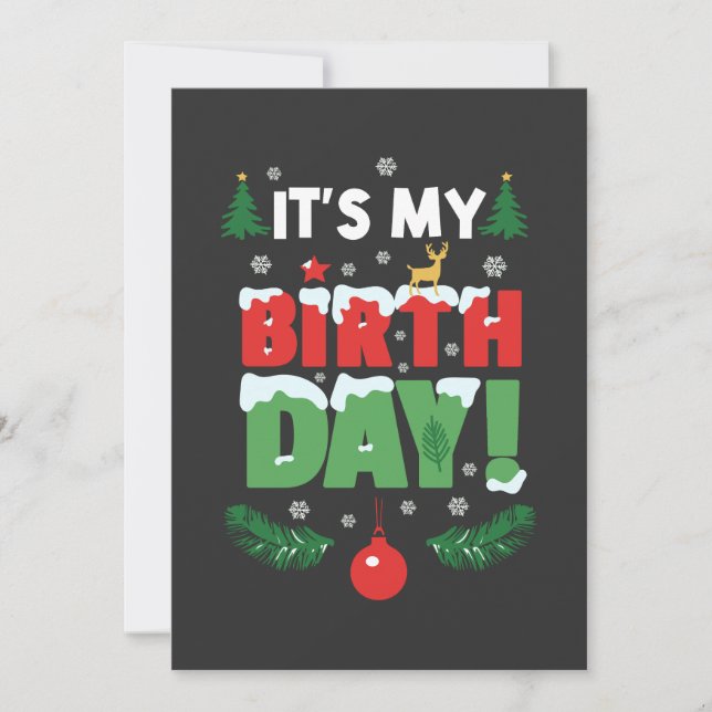 Convites É o meu aniversário Natal, Natal Engraçado, Natal. (Frente)