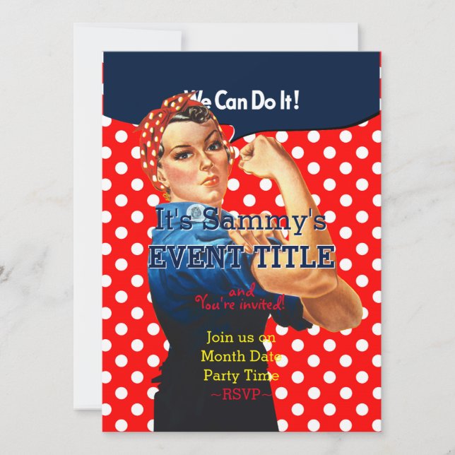 Convites É o seu Rosie Party 12 linhas 2 personalizadas (Frente)