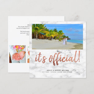 Convites É Oficial Cobre 4 Foto Quadrado Mármore Casamento