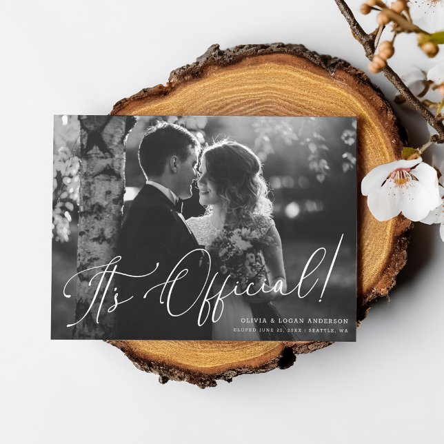 Convites É Oficial! Fotografia de Casamento com Letra Elega (Criador carregado)