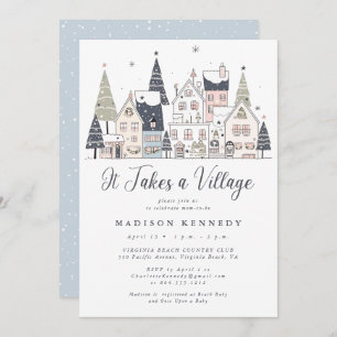 Convites É preciso um Chá de fraldas de neve na vila