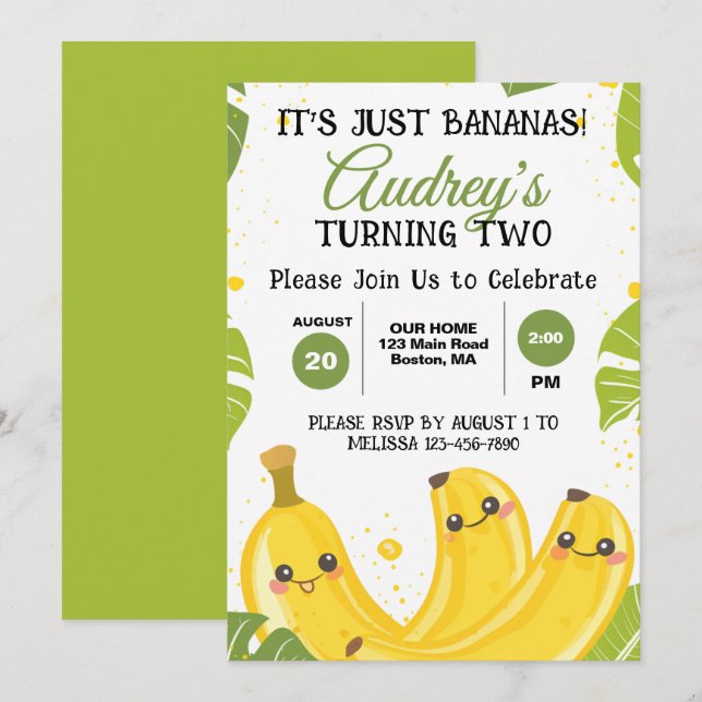 Convites É Só Bananas Aniversário de Qualquer Idade (Frente/Verso)
