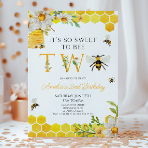 Convites É tão doce em ser duas festas segundo aniversário