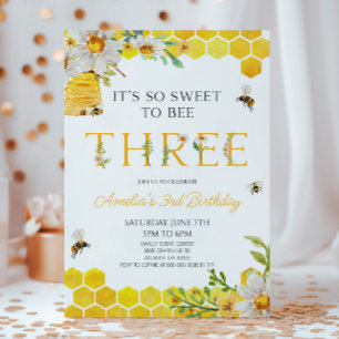 Convites É tão doce em ser uma festa de três aniversário de