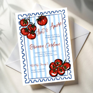 Convites É tomate do amor azul festa de noivado italiana