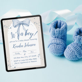 Convites É um arco de aquarela, chá de fraldas minimalista