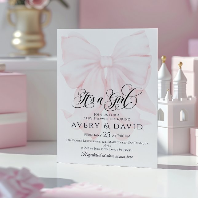 Convites É um Arco rosa  moderno Chá de fraldas elegante (Criador carregado)