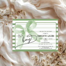 Convites É um Arco verde-bonito Chá de fraldas Stripes