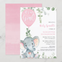 É um balão de elefante cor-de-rosa de bebê