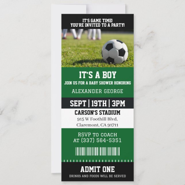 Convites É Um Bilhete de Chuveiro de Bebê de Futebol Mascul (Frente)