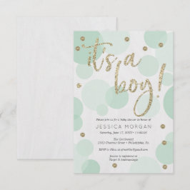 Convites É um Bolinhas verde para bebês.