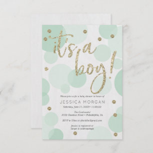 Convites É um Bolinhas verde para bebês.