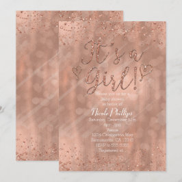 Convites É um Chá de Bebê Menina Rosa Dourado Glamour