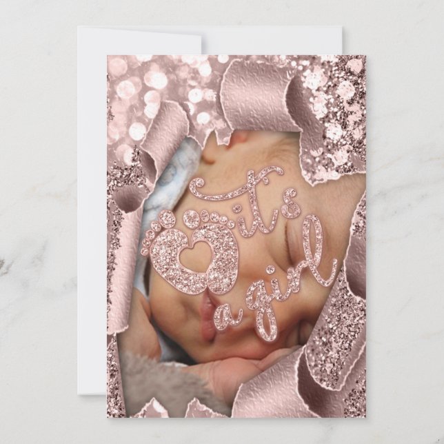 Convites É um Chá de bebê personalizado com pés de menina (Verso)