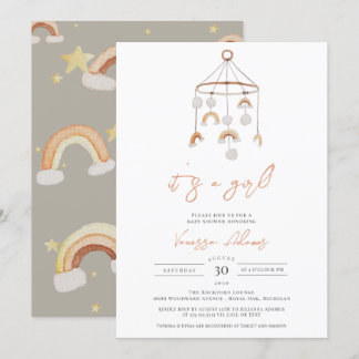 Convites É um Chá de Brinquedos Boho Rainbow Baby Nursery