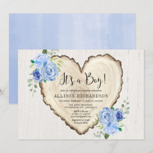 Convites É um chá de coração de namorados florais rústicos