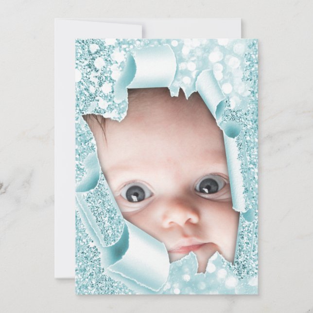 Convites É um Chá de fraldas azul personalizado de fotograf (Frente)