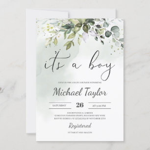 Convites É um Chá de fraldas chamado Greenery Boho