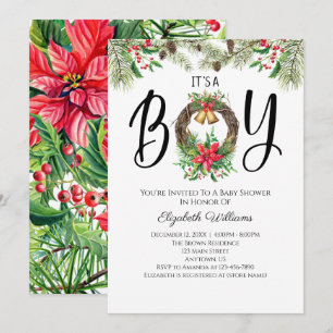 Convites É um Chá de fraldas de Aquarela de Natal