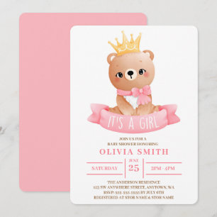 Convites É um Chá de fraldas de Aquarela de Urso Bebê Bonit
