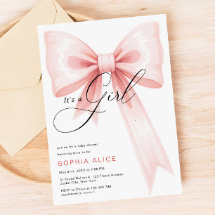 Convites É um Chá de fraldas de Arco Rosa Blush Script Girl