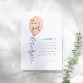 Convites É Um Chá de fraldas De Balão Eucalyptus Greenery