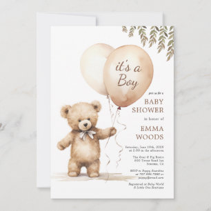 Convites É um Chá de fraldas de Balões de Urso de Teddy
