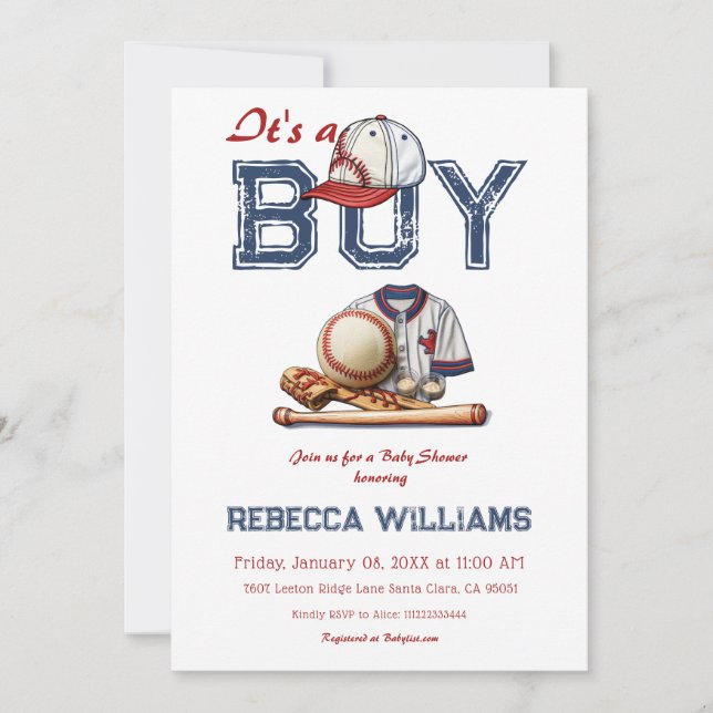 Convites É um Chá de fraldas de baseball desportivo (Frente)