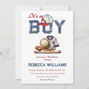 Convites É um Chá de fraldas de baseball desportivo