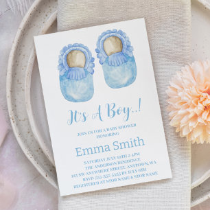 Convites É um Chá de fraldas de Calçados de bebês bonitos d