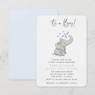 Convites É um Chá de fraldas de elefante adorável