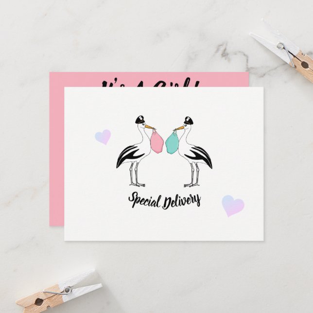 Convites É um Chá de fraldas de entrega de vitrines (Frente/Verso In Situ)