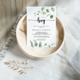 Convites É um Chá de fraldas de Eucalipto com Delícia Ve