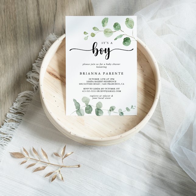 Convites É um Chá de fraldas de Eucalipto com Delícia Verde (Criador carregado)