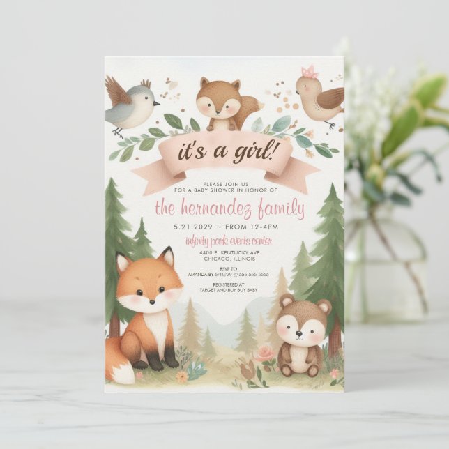 Convites É um Chá de fraldas de Garota (Em pé/Frente)