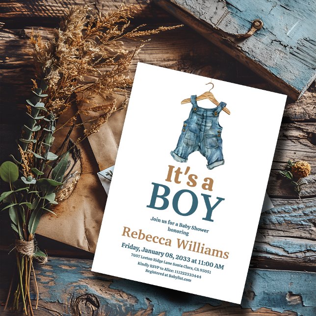 Convites É um Chá de fraldas de Jean Azul Denim Bodycase (Criador carregado)