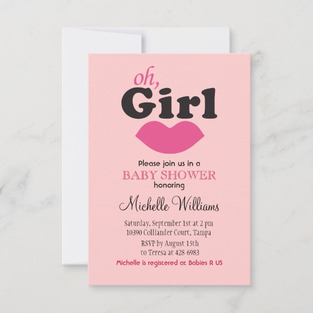 Convites É um Chá de fraldas de Lábios (Frente)