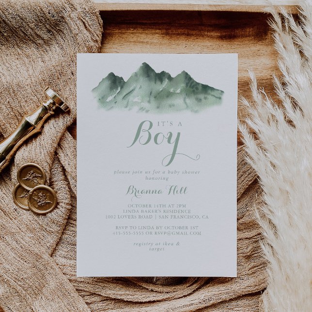 Convites É um Chá de fraldas de Menino, País Verde da Monta (Criador carregado)