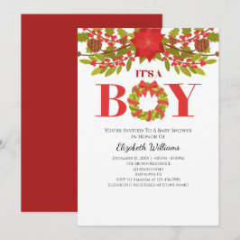 Convites É um Chá de fraldas de Natal de "Boy Poinsettia"