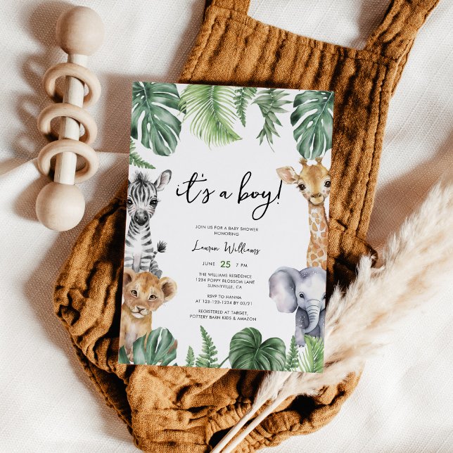 Convites É Um Chá de fraldas De Safari Da Selva Tropical (Criador carregado)