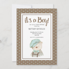 Convites É um Chá de fraldas de Urso Bolinhas de Teddy