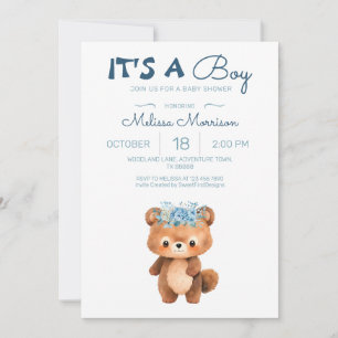 Convites É um Chá de fraldas do Bear Boy
