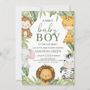 Convites É um Chá de fraldas do Boy Safari