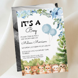 Convites É um Chá de fraldas do Rapaz Woodland Photo Boy